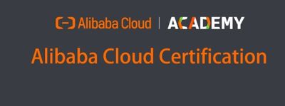 Alibaba Cloud Certification logo with dark background.