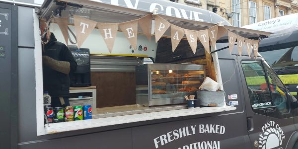 A food truck named The Pasty Cove selling freshly baked pasties.