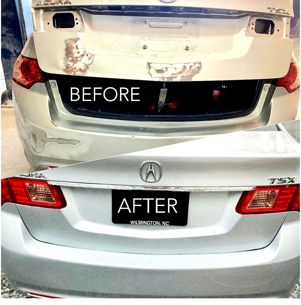 Before and after auto body shop customer photo