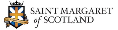 Logo of Saint Margaret of Scotland with a crowned shield and text.