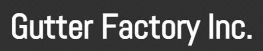 Simple white text logo reading 'Gutter Factory Inc.' on a dark background.