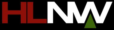 Logo with letters HLNW in red, white, and green on black background.