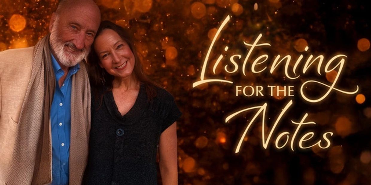 An elderly couple smiling with 'Listening for the Notes' text.