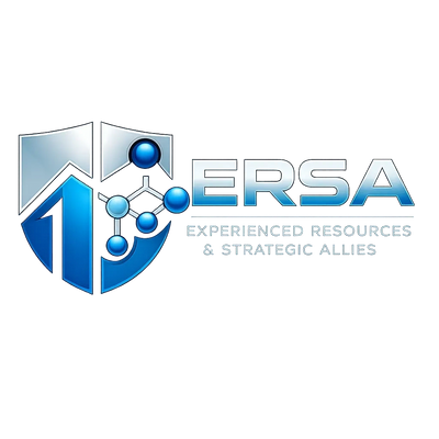 Logo of ERSA with shield and molecular design.
