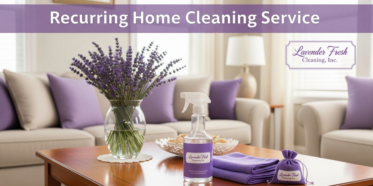 Lavender Fresh Cleaning image of Recurring Home Cleaning Service features lavender blossomed plants