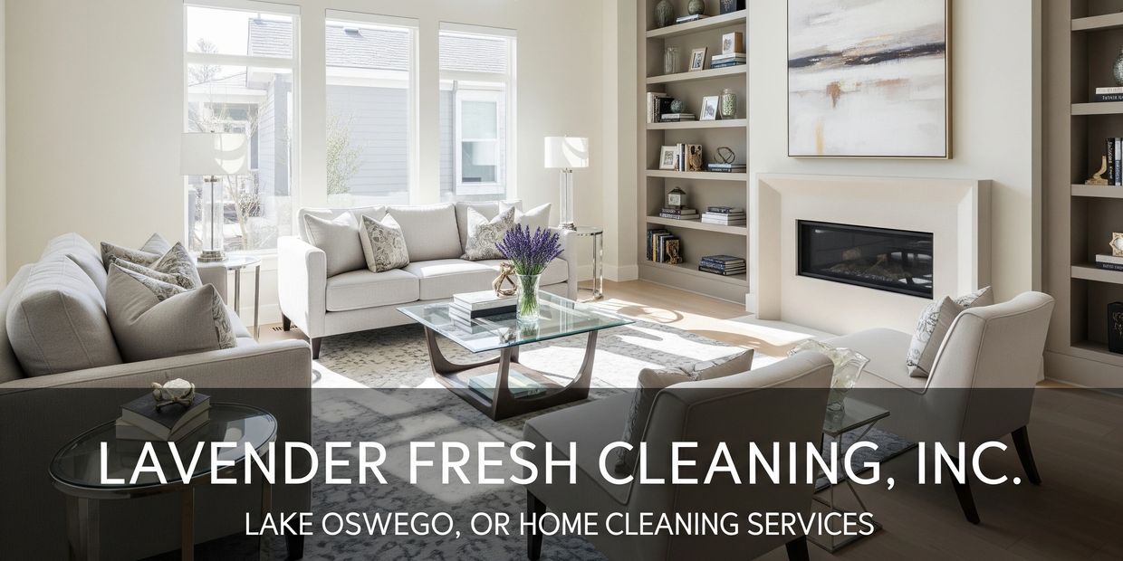 Clean, modern Lake Oswego living room with natural light and organized furnishings.