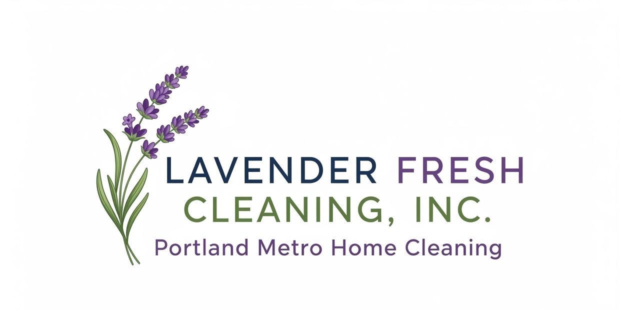 Lavender Fresh Cleaning, lavender flowers and bold text highlighting Portland Metro Home Cleaning 