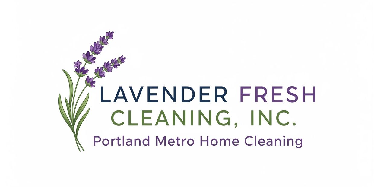 Lavender Fresh Cleaning, lavender flowers and bold text highlighting Portland Metro Home Cleaning 