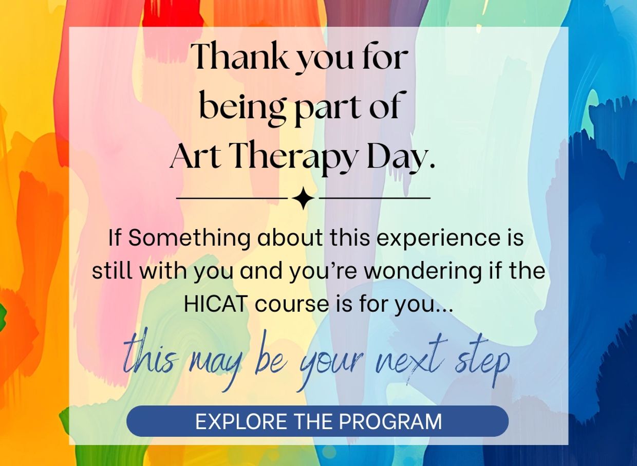 Thank you message for Art Therapy Day with a program invitation.