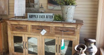 International Furniture Direct Console with galvanized home decor accents