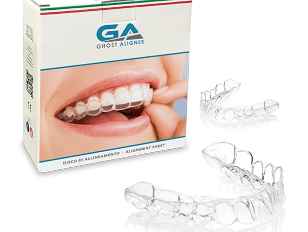 Placche termoformabili ghost aligner per allineamento denti metodo INVIS di invisalign 