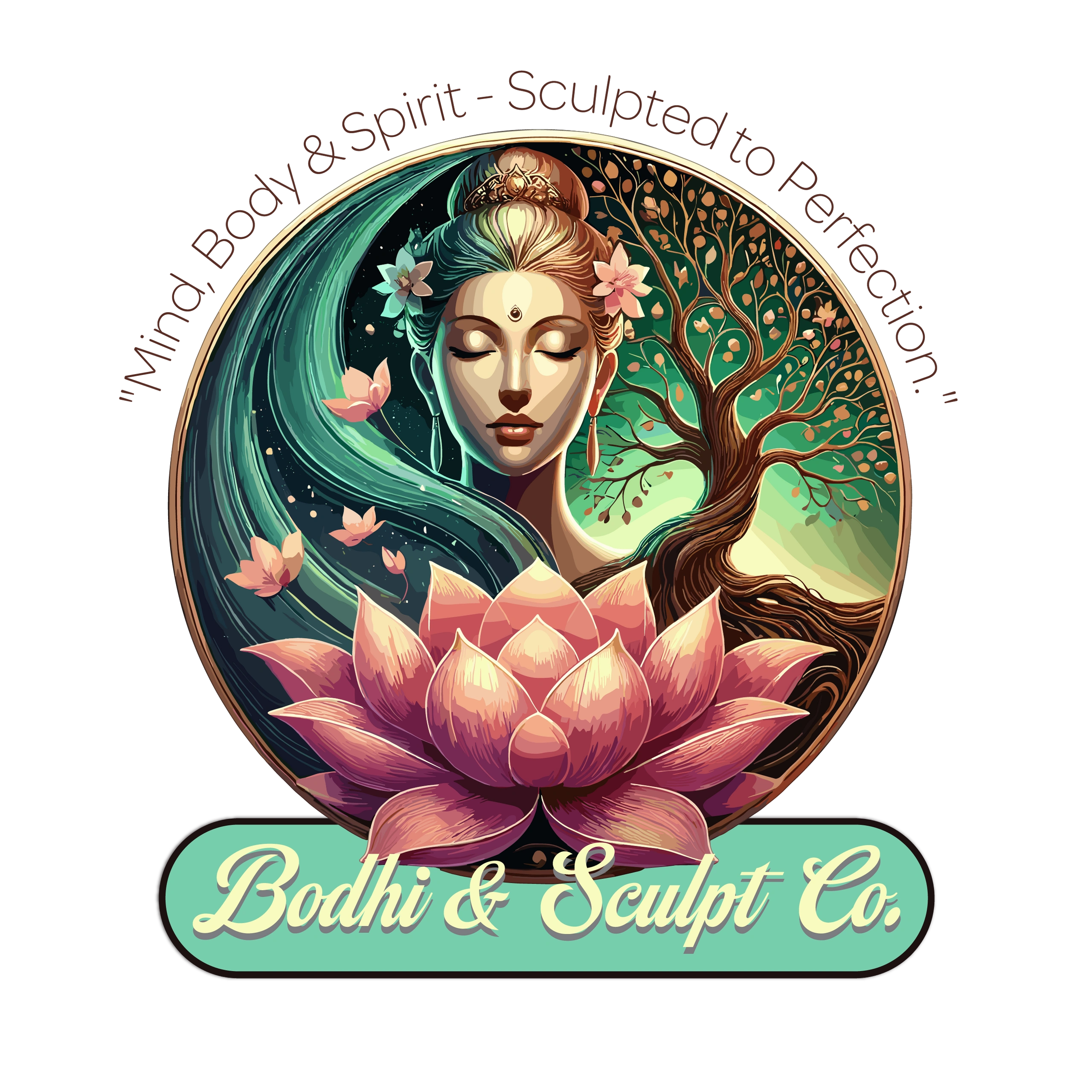 Bodhi & Sculpt Co. logo symbolizes holistic healing, body sculpting, and reiki spiritual alignment. a