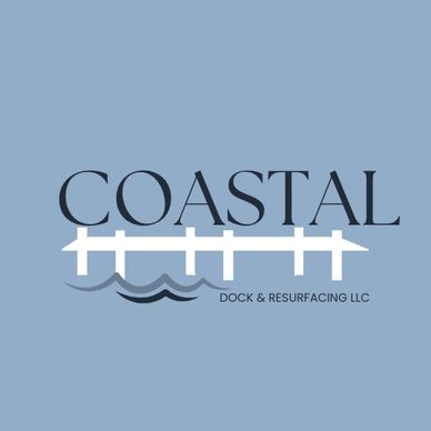 Logo for Coastal Dock &amp; Resurfacing LLC on a blue background.