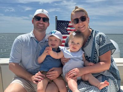 Jared and Ashley Romero with Winston and Eloise Wells