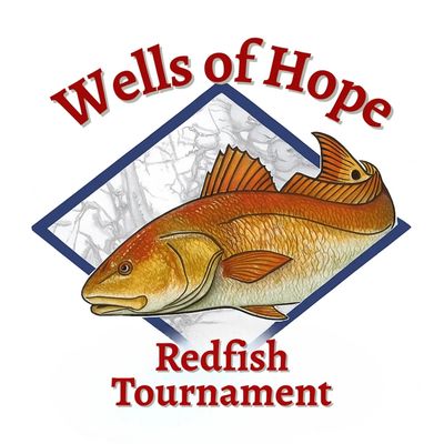 Logo of Wells of Hope Redfish Tournament.