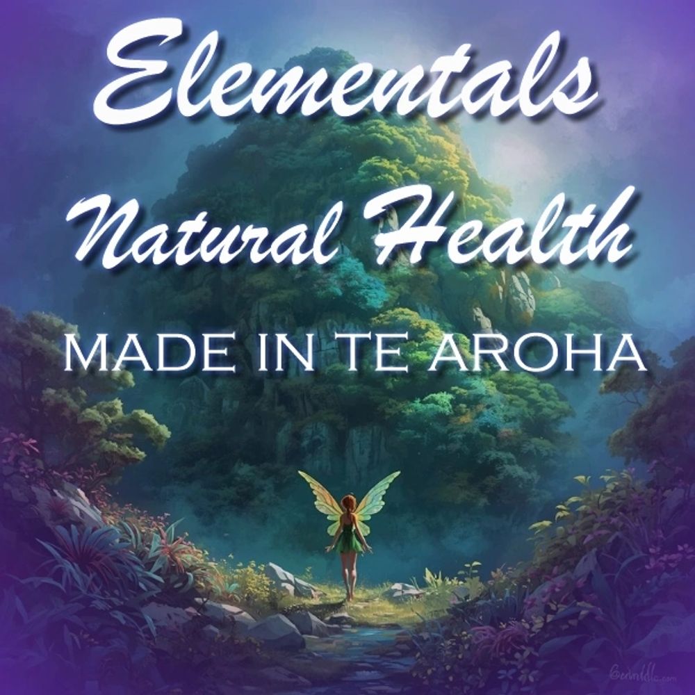 Fantasy forest scene with fairy and text promoting natural health products.