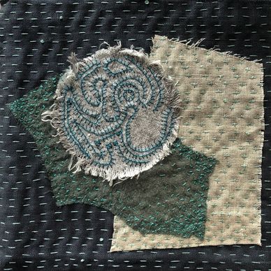 Full Moon, Textile Collage
