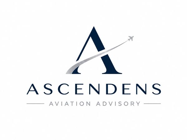 Logo for Ascendens Aviation Advisory featuring a stylized 'A' with an airplane graphic.