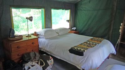 Inside our upgraded tent at Phophonyane Eco Lodge