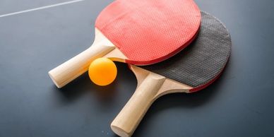 Ping Pong paddles and ball