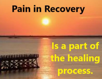 Sunset over water with a pier and a healing quote.