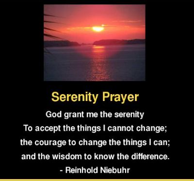 Sunset with Serenity Prayer text by Reinhold Niebuhr.