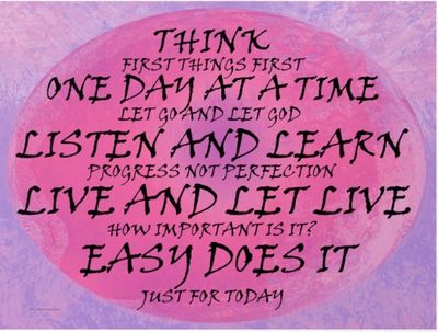 Inspirational phrases emphasizing mindfulness and patience inside a heart shape.