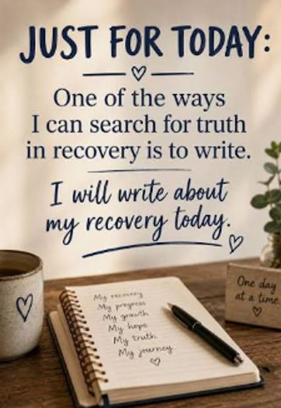 Motivational quote about recovery and writing.