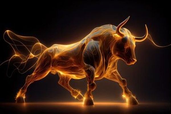 A golden bull to represent market dominance.