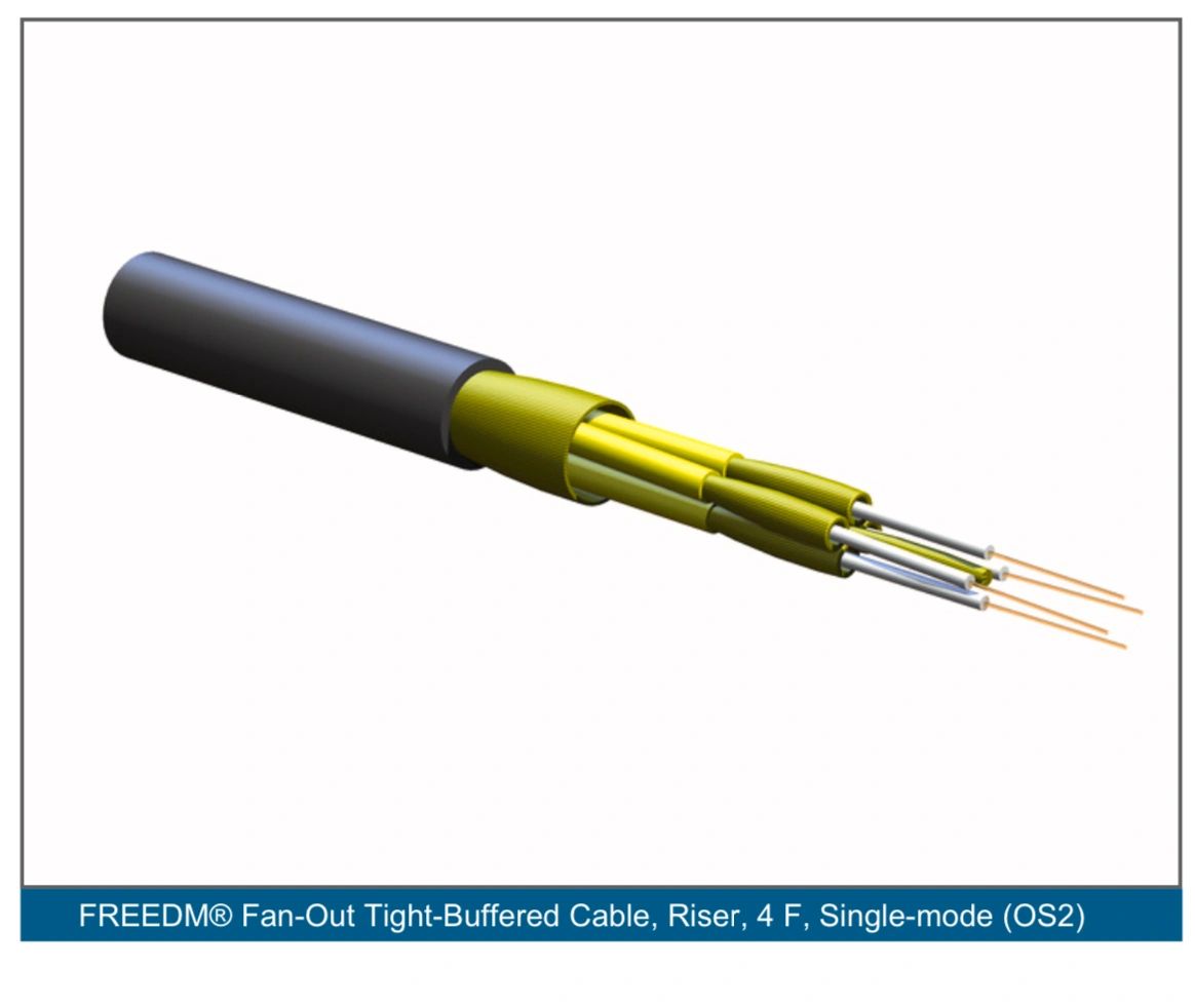 CORNING 4 Count INDOOR / OUTDOOR FTTH FTTP Fan-Out Tight-Buffered Cable ...