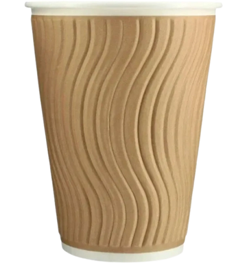 12oz Kraft Ripple Wall PLA Paper Cup - Sustainable and insulated paper cup