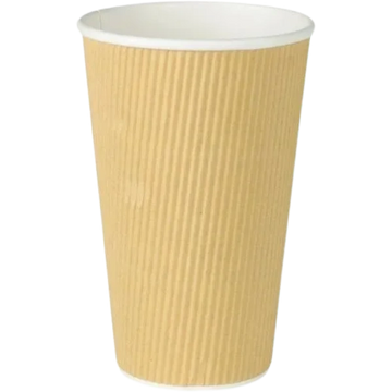 16oz Kraft Ripple Wall PLA Paper Cup - Biodegradable, ripple wall paper cup