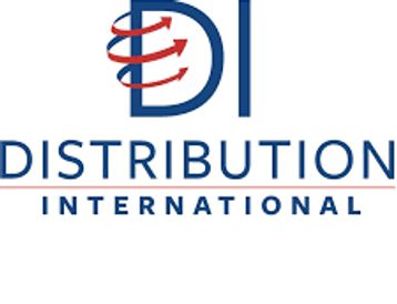 Logo with red arrows and text DISTRIBUTION INTERNATIONAL.