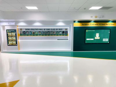 Siena Athletics Hall of Fame Class of 2023 display.