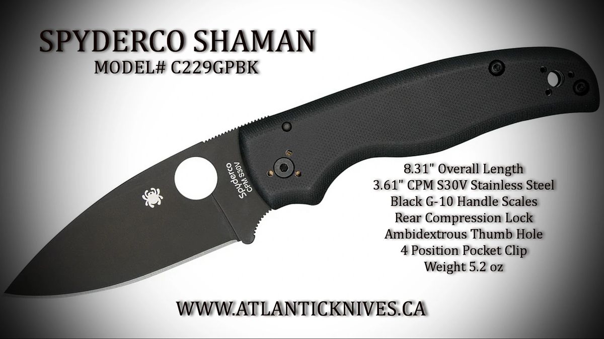 Spyderco Shaman - Black G10 (C229GPBK) S30V