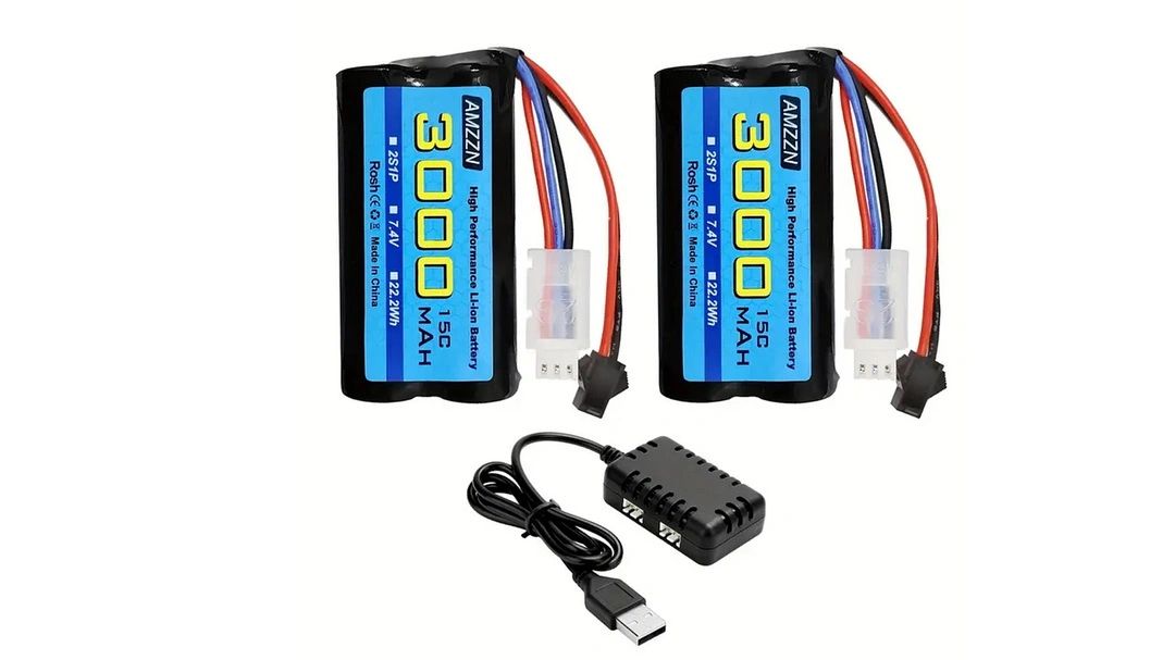 1PCS 7.4V 3000mah 15C 2S Batterie Lithium-ION Prise SM-2P et 1 câble de Recharge USB pour H105 H103 H101 Télécommandé MN D99 D99s D90 D91 Véhicule