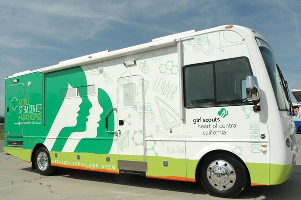 Mobile STEM center bus for Girl Scouts in Central California.