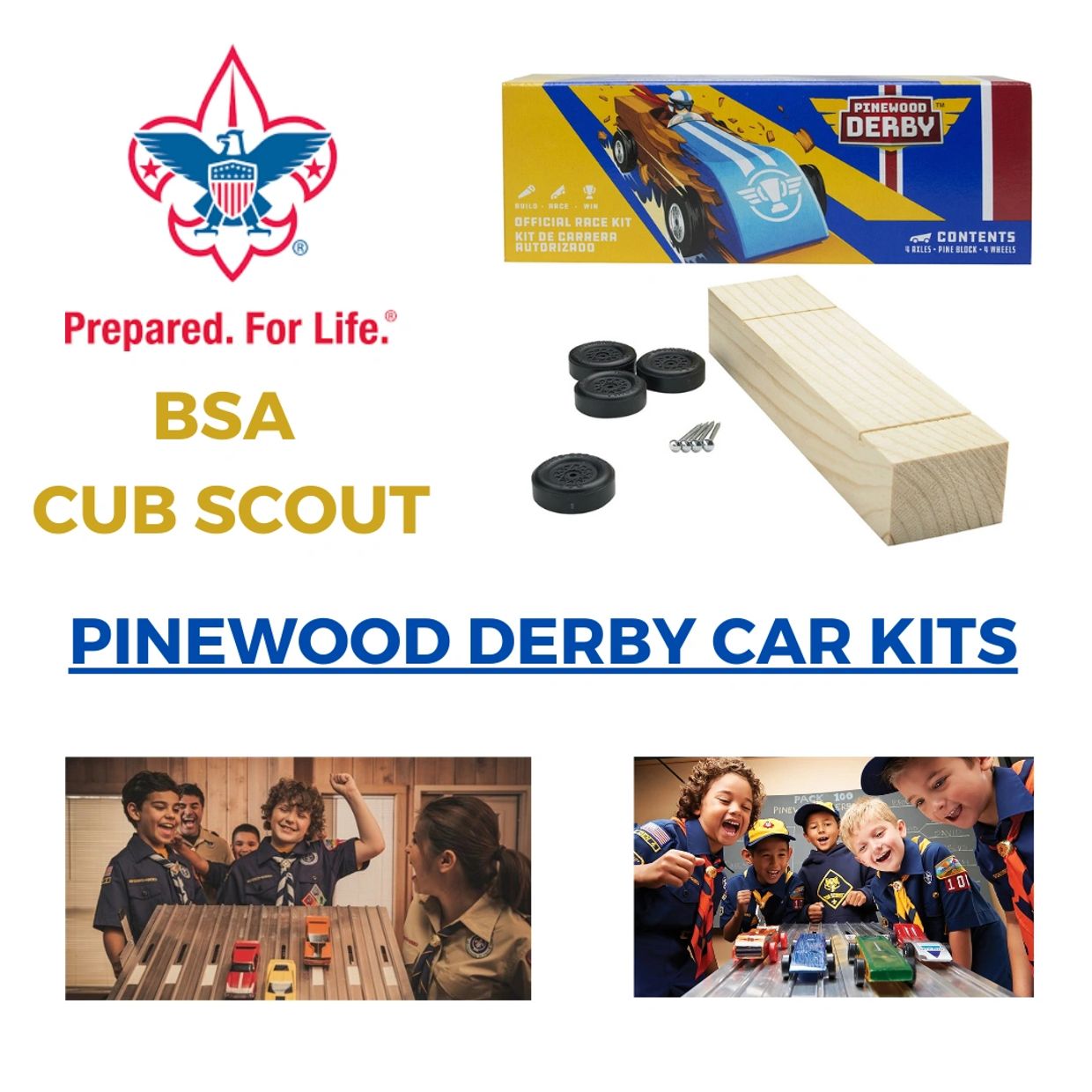 26654 BSA Flatcar w/Pinewood Derby Kit – D&L Toy Trains