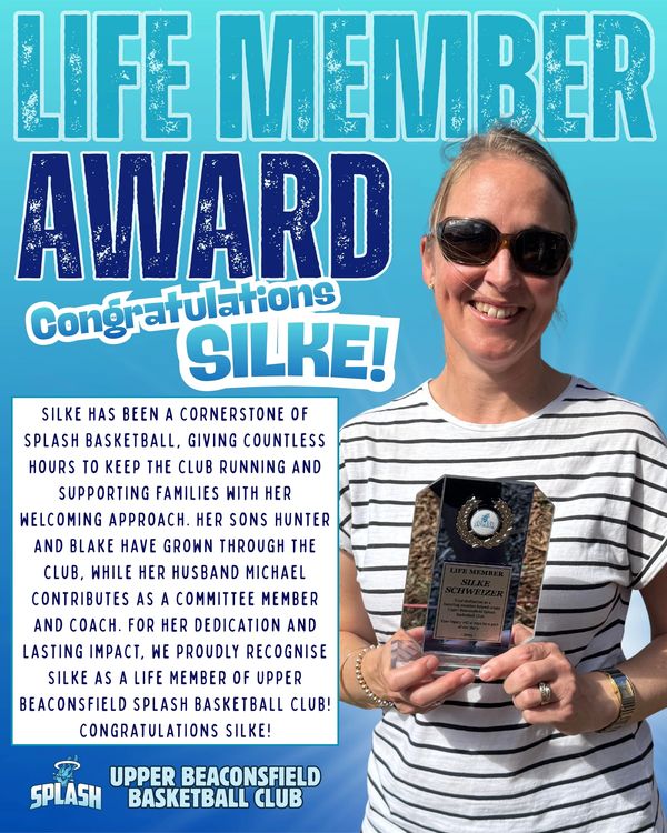 We proudly honour Silke Schweizer as a Life Member of Upper Beaconsfield Splash Basketball Club!