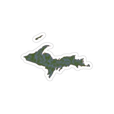 Die-Cut Outdoor Sticker - Green spotted Blue-gray with Red Line Upper Peninsula 