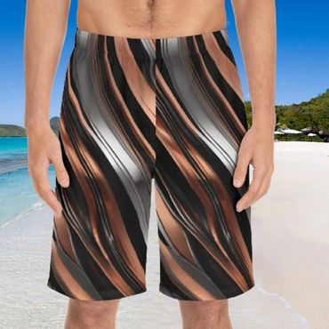 Copper silver and black board shorts