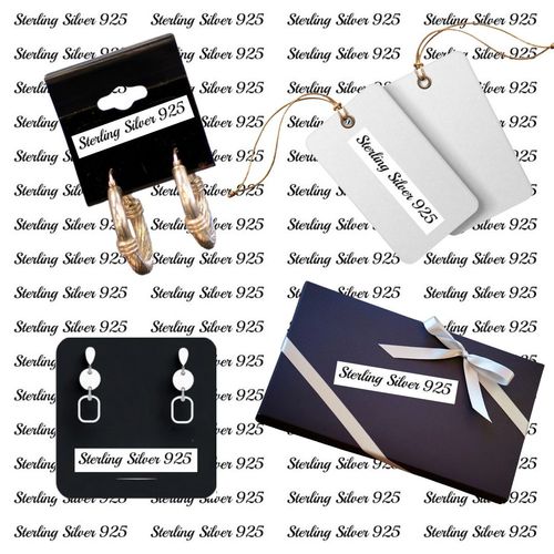 Jewellery Display Cards And Tags With Sterling Silver 925 Labels On A Background Of Labels