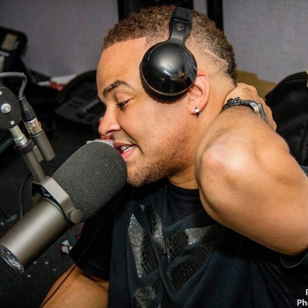 Rocky Parrish in the NFLPA Studios at the Gene Upshaw building for the Kevin and Rock Radio Show