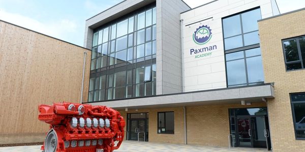 The entrance of the Paxman Academy  in Colchester. A new build on the 1950's old school site.