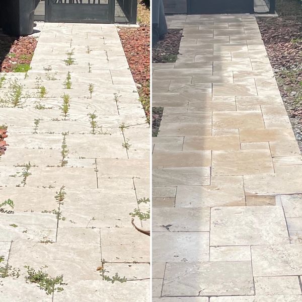 Clean patio pavers from surface pressure cleaning