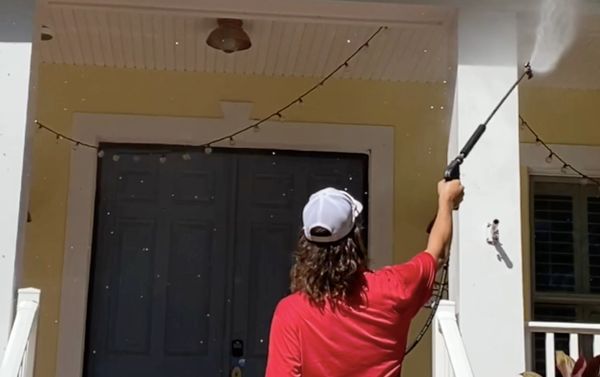 Soft washing exterior surfaces of homes and commercial buildings up to 4-stories.