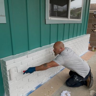 Paint Brick and blockwall. meticulously clean and white. gave this brick a new coat paint, to match 