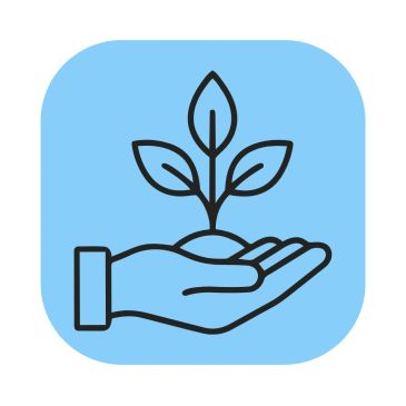 Hand holding plant representing growth