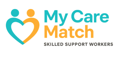 Logo of My Care Match with heart and people icons.