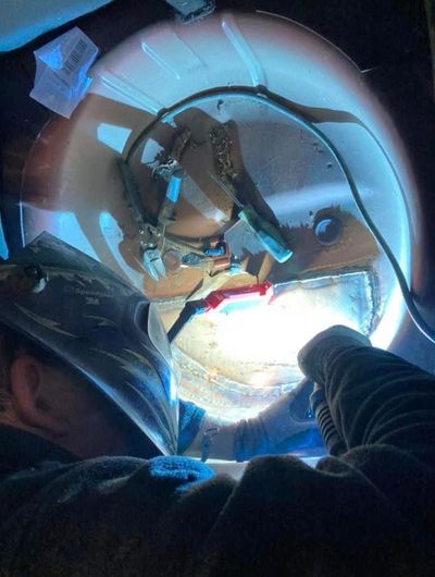 Welding work being carried out